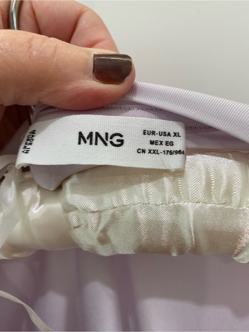 Mango Lavender women’s butter soft silk satin feel top.